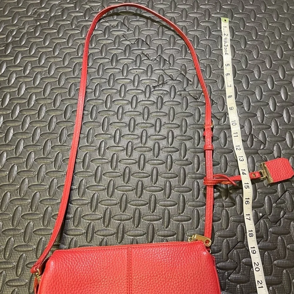 DKNY Crossbody Bag  Handbag Genuine Leather Zipped Red Classic Statement - Picture 9 of 11